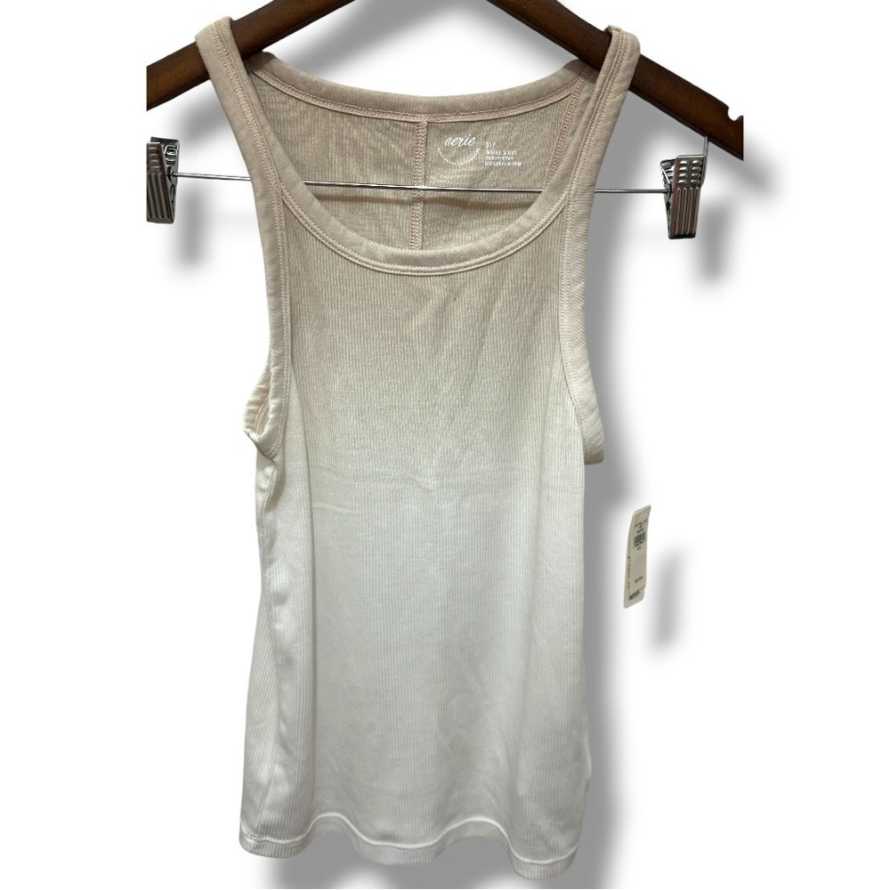 311 AERIE | NWT Oatmeal & Cream Ribbed Two-Tone Scoop Neck Tank Top (Size S)